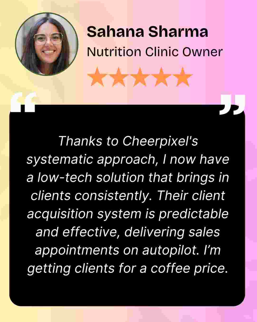 Sahana Sharma Testimonial LR Testimonial 3